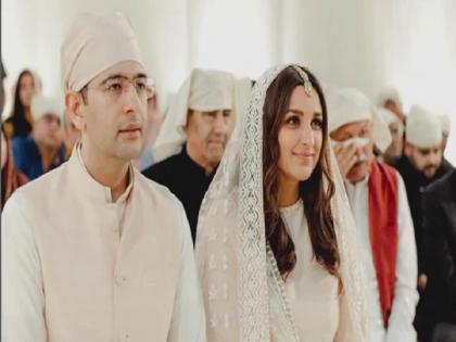 Raghav Chadha-Parineeti Chopra's 1st photo as husband and wife out | Parineeti-Raghav Wedding: शादी के बंधन में बंधने के बाद सामने आई राघव चड्ढा और परिणीति चोपड़ा की पहली तस्वीर, यहां देखें