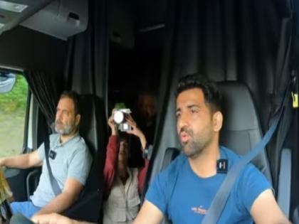 Rahul Gandhi enjoys truck ride from Washington to New York during his America visit | 'सिद्धू मूसेवाला का 295 लगाओ...', अमेरिका में भारतीय ड्राइवर के साथ ट्रक की सवारी करते नजर आए राहुल गांधी, देखें वीडियो