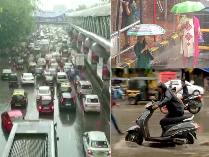 Mumbai receives heavy rainfall temperature at 27 Degrees Celsius Maharashtra | मुंबई में तेज बारिश, तापमान घटकर पहुंचा 27 डिग्री सेल्सियस, उत्तर प्रदेश में भी मानसून का संकेत