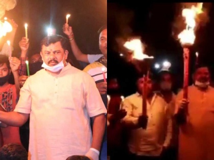 Coronavirus lockdown: Telangana BJP MLA Raja Singh leads protest, chanting ''Chinese virus go back''With fire torches | दीये की जगह हाथ में मशाल लेकर सड़कों पर समर्थकों के साथ निकले BJP विधायक राजा सिंह, नारे लगाए, 'गो बैक, चीनी वायरस, गो बैक', देखें वीडियो