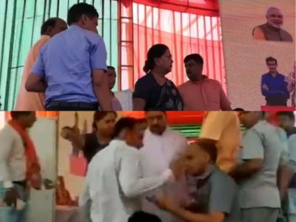 bjp leaders fights in presence of cm vasundhara raje in alwar | राजस्थान : CM वसुंधरा राजे के सामने ही मंच पर एक दूसरे के भिड़े BJP नेता, देखें वीडियो