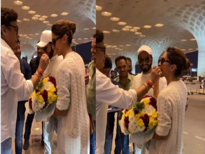 Ranveer Singh became bodyguard for pregnant Deepika Padukone the actor was seen protecting his wife from the crowd at Jamnagar airport | प्रेग्नेंट दीपिका के लिए 'बॉडीगार्ड' बने रणवीर सिंह, जामनगर एयरपोर्ट पर पत्नी को भीड़ से प्रोटेक्ट करते दिखें एक्टर