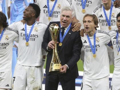 FIFA Intercontinental Cup 2024 Real Madrid Won 15th title record in club history coach Carlo Ancelotti amazing Real Madrid won title in 1960, 1998, 2002 and 2024 | FIFA Intercontinental Cup 2024 Real Madrid: 15वां खिताब जीता, क्लब इतिहास में रिकॉर्ड, कोच कार्लो एंसेलोटी कमाल, 1960, 1998, 2002 और 2024 में रियाल मैड्रिड ने खिताब पर... FIFA Intercontinental Cup 2024 Real Madrid Won 15th title record in club history coach Carlo Ancelotti amazing Real Madrid won title in 1960, 1998, 2002 and 2024 | FIFA Intercontinental Cup 2024 Real Madrid: 15वां खिताब जीता, क्लब इतिहास में रिकॉर्ड, कोच कार्लो एंसेलोटी कमाल, 1960, 1998, 2002 और 2024 में रियाल मैड्रिड ने खिताब पर...