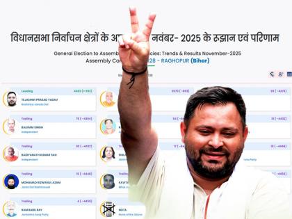 RJD leader Tejashwi Yadav is leading from Raghopur by a margin of 893 votes | Bihar Chunav Result: राजद नेता तेजस्वी यादव राघोपुर से 893 वोटों के अंतर से आगे चल रहे हैं