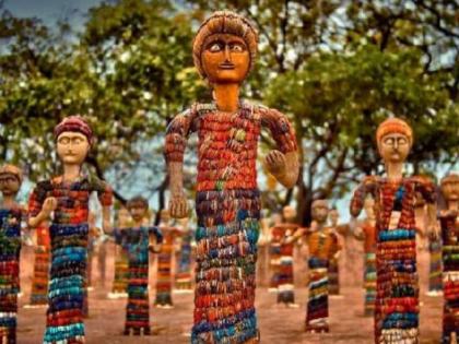 unique artifacts in the rock garden of chandigarh | चंडीगड़ में कचड़े से बना है सुंदर गार्डन, दूर-दूर से आते हैं पर्यटक