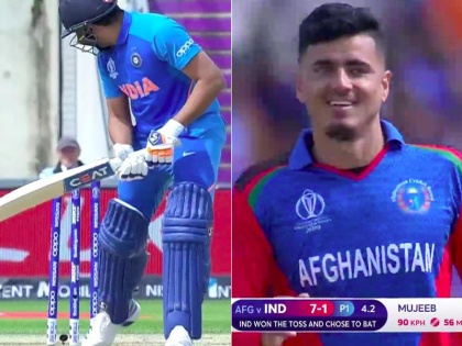 ICC World Cup 2019: Mujeeb Ur Rahman bowled Rohit Sharma during India vs Afghanistan match | IND vs AFG: रोहित शर्मा बने 18 वर्षीय अफगानी स्पिनर का शिकार, इस WC में पहली बार किसी स्पिनर ने किया ये कमाल