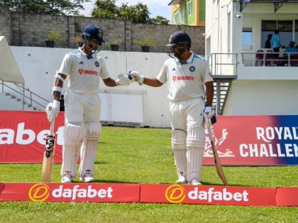 India vs West Indies 1st Test Day 2 Yashasvi Jaiswal maiden Test half-century 104 balls 7 fours rohit sharma 106 balls 50 runs | India vs West Indies 1st Test Day 2: डेब्यू टेस्ट में फिफ्टी, 104 गेंद में चौके के साथ अर्धशतक, वेस्टइंडीज के खिलाफ रोहित की अर्धशतकीय पारी, 106 गेंद में फिफ्टी