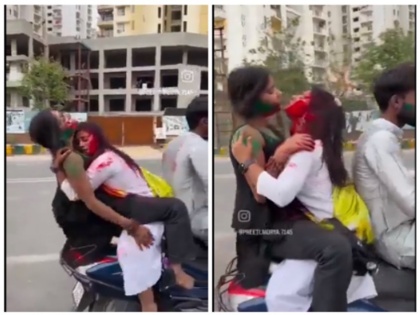 VIDEO: Obscenity on moving scooter crossed all limits, Noida Police imposed fine of ₹ 33,000 | VIDEO: चलती स्कूटी पर अश्लीलता की सारी हदें पार, नोएडा पुलिस ने ₹33,000 का लगाया जुर्माना