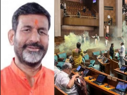 BJP MP RK Singh Patel caught hold intruded inLok Sabha, held him by the neck and threw him down | भाजपा सांसद आरके सिंह पटेल ने लोकसभा में घुसपैठ करने वाले एक युवक को जकड़ा, गर्दन पकड़कर नीचे गिरा दिया, बाद में लिए गए हिरासत में