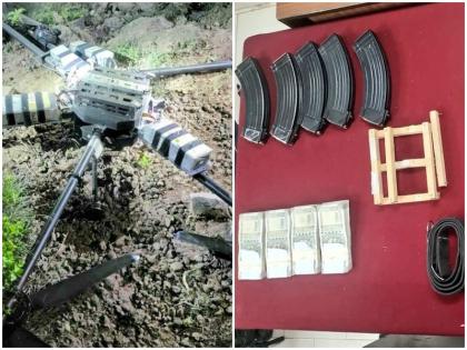Security forces shot down drone weapons and 2 lakh cash recovered near LoC Jammu and Kashmir watch video | जम्मू-कश्मीर: सुरक्षाबलों ने एलओसी के पास मार गिराया ड्रोन, हथियार और 2 लाख कैश बरामद, देखें वीडियो