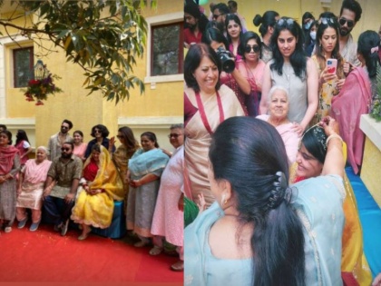 Shahid Kapoor Mira Rajput share warm family moments at sister Sanah Kapur pre wedding celebration | सना कपूर की कलीरा सेरेमनी से सामने आईं शाहिद कपूर-मीरा राजपूत की तस्वीरें, कपल ने फैमिली संग किए मजे