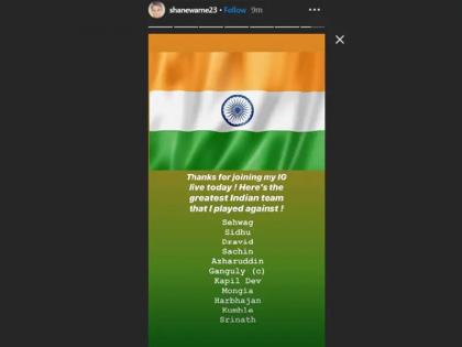 शेन वॉर्न ने चुनी अपनी सर्वकालिक इंडिया इलेवन