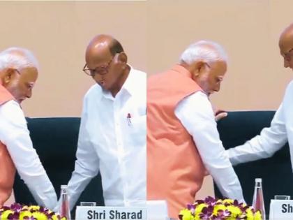 98th Akhil Bharatiya Marathi Sahitya Sammelan PM Modi Helps NCP Chief Sharad Pawar Sit, Offers Him Water Video | कुर्सी पर बिठाया और बोतल से पानी...?, शरद पवार को बैठने में मदद की पीएम मोदी, देखें भावुक वीडियो