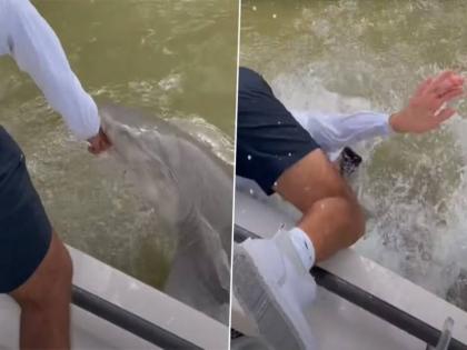 Shark attacks group fishermen marshlands of the Florida Everglades video incident surfaced | अमेरिका: मछुआरों के समूह पर शार्क ने किया जबरदस्त हमला, घटना का भयानक वीडियो आया सामने