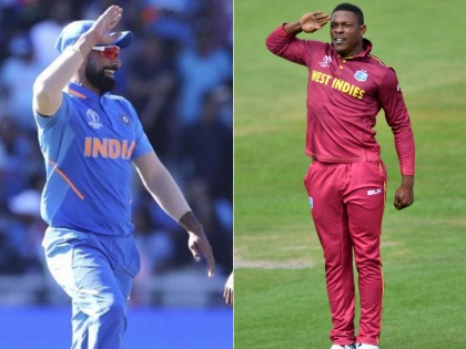 ICC World Cup 2019: Sheldon Cottrell gives reply to Mohammed Shami for trying to copy his salute celebration | CWC 2019: शेल्डन कॉटरेल का 'सैल्यूट' जश्न कॉपी करने पर मोहम्मद शमी को जवाब, 'नकल करना ही सबसे बड़ी चापलूसी है'