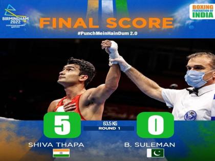 Commonwealth Games Shiva Thapa beat Pakistan's B Suleman 5-0 in round one of men's 63 Kg weight category | Commonwealth Games: भारतीय मुक्केबाज शिव थापा ने पाकिस्तान के सुलेमान बलोच को 5.0 से हराया, प्री क्वार्टर फाइनल में बनाई जगह