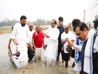 Union Agriculture Minister Shivraj Singh Chauhan went to the muddy field with farmers in Darbhanga and planted Makhana with his own hands | केंद्रीय कृषि मंत्री शिवराज सिंह चौहान दरभंगा में किसानों के साथ उतरे कीचड़ से भरे खेत में, अपने हाथों से किया मखाना की रोपनी Union Agriculture Minister Shivraj Singh Chauhan went to the muddy field with farmers in Darbhanga and planted Makhana with his own hands | केंद्रीय कृषि मंत्री शिवराज सिंह चौहान दरभंगा में किसानों के साथ उतरे कीचड़ से भरे खेत में, अपने हाथों से किया मखाना की रोपनी
