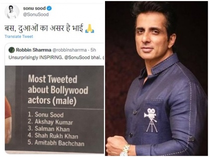 sonu sood is the most tweeted bollywood actor south indian star vijay tops the entertainment world | सोनू सूद बॉलीवुड अभिनेताओं में सबसे ज्यादा बार ट्वीट किए गए, अभिनेता ने लिखा- दुआओं का असर है भाई, मनोरंजन की दुनिया में यह साउथ स्टार रहा टॉप पर