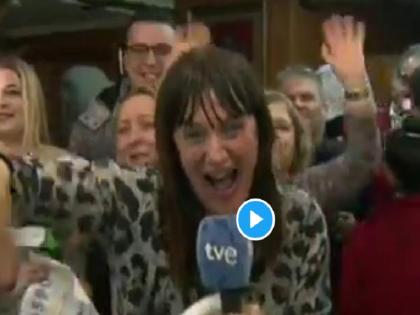 Spanish reporter says ‘Not coming to work tomorrow’ as she wins lottery while coverage, Viral Video | VIRAL VIDEO: 'कल काम पर नहीं आऊंगी', लॉटरी लगी तो टीवी पर उछल पड़ी रिपोर्टर, फिर आया मजेदार ट्विस्ट