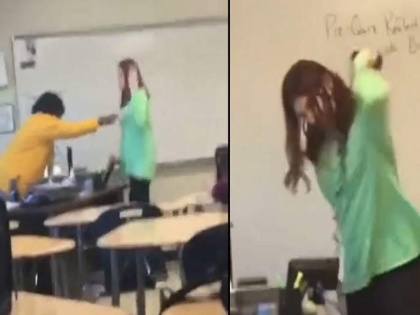 Viral Video! Student assaults teacher in classroom phone video goes viral  | छात्रा ने क्लास में टीचर से की मारपीट, फोन फेंका, वीडियो सोशल मीडिया पर वायरल, देखें