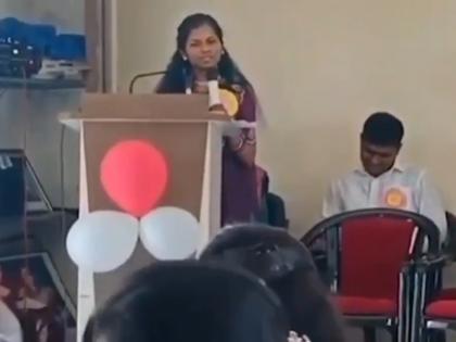 20 year old Varsha Kharat died suddenly during a college function in Dharashiv district of Maharashtra video | On Camera: महाराष्ट्र में फेयरवेल भाषण के दौरान बेहोश होकर गिरी कॉलेज छात्रा की मौत