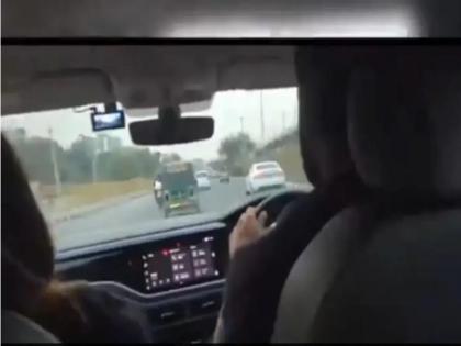 On camera influencer drove at a speed of 140 kmph, hit a biker, told the co-passenger - this is my daily job | VIDEO: ऑन कैमरा इन्फ्लुएंसर ने 140 की स्पीड से चलाई कार, बाइकर को टक्कर मारकर भागा, सहयात्री से बोला- रोज का यही काम है मेरा