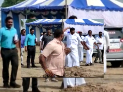 Tamil Nadu Minister SM Nasar throws a stone at party workers in Tiruvallur for delaying in bringing chairs | तमिलनाडु: कुर्सी लाने में देरी से तिलमिलाए मंत्री ने डीएमके कार्यकर्ता को मारा पत्थर, वीडियो वायरल