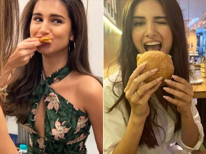 तारा सुतारिया ने कभी बर्गर, तो कभी पिज्जा खाते हुए एक के बाद एक कई तस्वीरें की शेयर