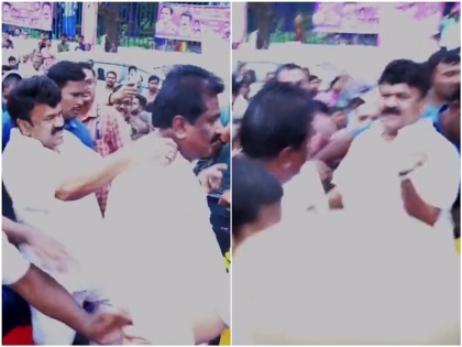 Telangana Animal Husbandry Minister slaps man during inauguration ceremony BJP criticizes tweeting clip | Video: उद्घाटन समारोह के दौरान तेलंगाना पशुपालन मंत्री ने शख्स को मारी थप्पड़, वीडियो ट्वीट करते हुए भाजपा ने की आलोचना