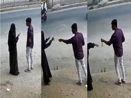 CCTV Video: In Telangana, a man poured petrol on a burqa-clad woman and also sprayed it on himself. See what happened next... | CCTV Video: तेलंगाना में बुर्का पहनी महिला पर एक व्यक्ति ने डाला पेट्रोल, खुद पर भी छिड़का, फिर देखें आगे क्या हुआ...