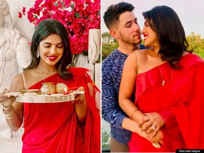 Karwa Chauth 2020: प्रियंका चोपड़ा ने पति निक जोनस के साथ रोमांटिक अंदाज में मनाया करवा चौथ, देखें तस्वीरें