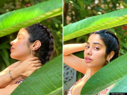 पत्तों के पीछे छिपी जाह्नवी कपूर का दिखा दिलकश अंदाज, देखें वायरल तस्वीरें