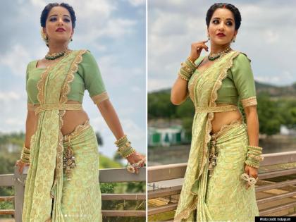अभिनेत्री मोनालिसाने ग्रीन रंगाच्या साडीत केले फोटोशूट, दिसली लय भारी!