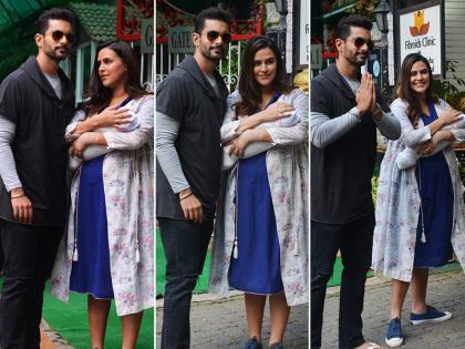 बेटी मेहर से साथ पहली बार आईं नेहा धूपिया, देखें अस्पताल से निकलते की खास फोटो