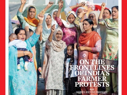 TIME magazine dedicates its cover to women leading India’s farmer protests | टाइम मैगजीन के कवर पर छपा किसान आंदोलन में शामिल महिलाओं की तस्वीर, कैप्शन में लिखा है- 'मुझे डराया और खरीदा नहीं जा सकता'