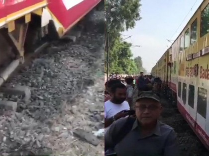 Two coaches of Lucknow-Anand Vihar(Delhi) double decker train derail near Moradabad | मुरादाबाद के पास लखनऊ-आनंद विहार ट्रेन के दो डिब्बे पटरी से उतरी, कोई हताहत नहीं