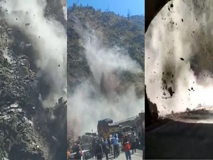 Tremendous landslide seen in Jammu-Srinagar national highway Ramban Jammu and Kashmir tourists created panic video | वीडियो: जम्मू-कश्मीर के रामबन में जबरदस्त भूस्खलन, पहाड़ों से गिरते पत्थरों से पर्यटकों में मची अफरा-तफरी
