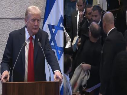 Commotion Erupts During Trump’s Address At Israel’s Knesset | Video: इजराइली संसद में ट्रंप के भाषण के दौरान बड़ा ड्रामा, सिक्योरिटी गार्ड्स गार्ड्स ने हंगामा कर रहे सदस्य को बाहर फेंका Commotion Erupts During Trump’s Address At Israel’s Knesset | Video: इजराइली संसद में ट्रंप के भाषण के दौरान बड़ा ड्रामा, सिक्योरिटी गार्ड्स गार्ड्स ने हंगामा कर रहे सदस्य को बाहर फेंका