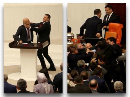 VIDEO: Turkish parliament turns into a boxing ring, bloody clash between Erdogan's party and opposition MPs | VIDEO: बॉक्सिंग रिंग में बदली तुर्की की संसद, एर्दोगन की पार्टी और विपक्षी सांसदों के बीच खूनी झड़प VIDEO: Turkish parliament turns into a boxing ring, bloody clash between Erdogan's party and opposition MPs | VIDEO: बॉक्सिंग रिंग में बदली तुर्की की संसद, एर्दोगन की पार्टी और विपक्षी सांसदों के बीच खूनी झड़प