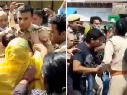 RSS, BJP workers clash with police in Mathura, video of cop being thrashed goes viral | यूपी में RSS व BJP कार्यकर्ताओं व पुलिसकर्मी के बीच मारपीट, वीडियो सोशल मीडिया पर वायरल