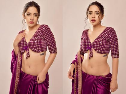 Urfi Javed shares sizzling pictures in saree with deep neck blouse