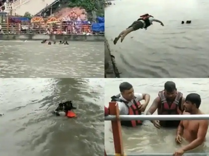 uttarakhand Haridwar 7 Kawariyas washed away strong current river Ganga army personnel police officers jumped to save see Video | हरिद्वार: गंगा नदी के तेज बहाव में बह गए 7 कावड़ियां, बचाने के लिए कूदे सेना के जवान और पुलिस अधिकारी, देखें Video