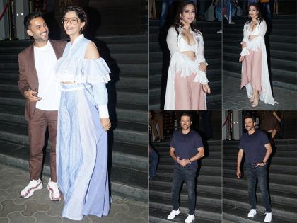 वीरे दी वेडिंग स्क्रीनिंग: पापा अनिल और पति आनंद आहूजा संग सोनम कपूर आईं नजर