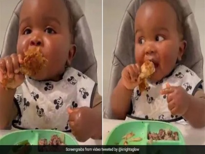 11 months old isley eats chicken wings like professional wins internet hearts | Video Viral: 11 महीने के इस्ले ने कुछ ऐसे खाया चिकन विंग्स कि लोग हो गए उसके दीवाने