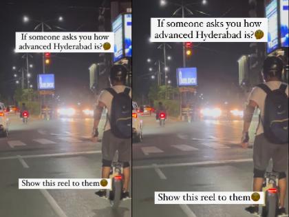 Video Of Man Riding Unicycle In Hyderabad Goes Viral | Video Viral: ट्रैफिक के बीच शख्स ने चलाई एक पहिया साइकिल, दिखाया गजब का बैलेंस; यूजर्स बोले- भई वाह...