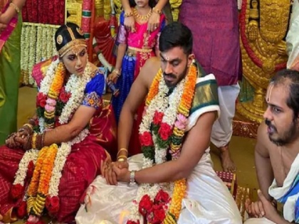 Vijay Shankar IPL and Indian cricketer marries Vaishali Visweswaran | विजय शंकर शादी के बंधन में बंधे, मंगेतर वैशाली से की सगाई, देखें तस्वीरें