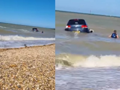 in sea driver exited the drowning car you will Incredible to see this viral video | Viral video: समुद्र में डूबती कार से जान बचाकर बाहर निकला ड्राइवर, वीडियो देख आप भी रह जाएंगे दंग