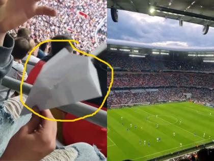 viral video shows youth make paper plane that makes goal in football match fifa worldcup 2022 | वीडियो: स्टेडियम में बैठे युवक ने कुछ ऐसा किया कि फुटबॉल मैच में हो गया एक शानदार गोल, खेल को देख दर्शक भी हो गए हैरान