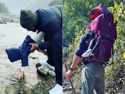 जंगल की सैर पर निकले विराट-अनुष्का, बेटी वामिका को पीठ पर लेकर ट्रैकिंग करते नजर आए विराट