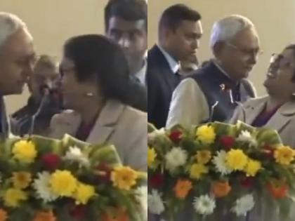 Bihar News CM Nitish Kumar went close woman announcer and greeted her placed his hand on her shoulder BJP women MLAs made a scathing attack see video | Bihar News: महिला एंकर का सीएम नीतीश ने किया अभिनंदन, कंधे पर हाथ रखा!, भाजपा महिला विधायकों ने कहा-शर्मसार करने वाला Bihar News CM Nitish Kumar went close woman announcer and greeted her placed his hand on her shoulder BJP women MLAs made a scathing attack see video | Bihar News: महिला एंकर का सीएम नीतीश ने किया अभिनंदन, कंधे पर हाथ रखा!, भाजपा महिला विधायकों ने कहा-शर्मसार करने वाला